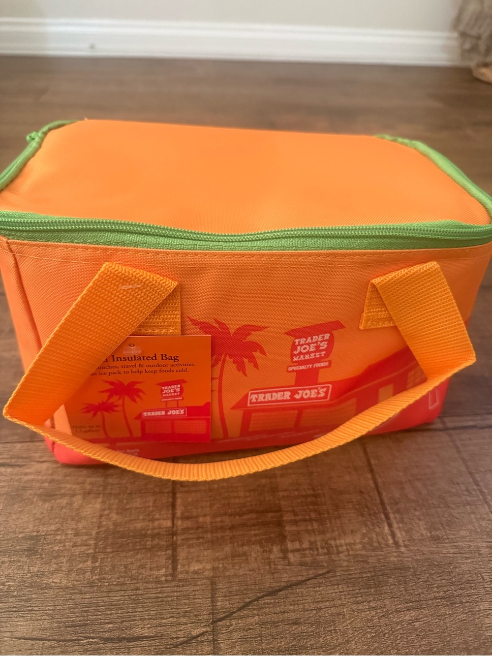 Trader Joe's Mini Insulated Bag- Orange/Lime Green -NWT